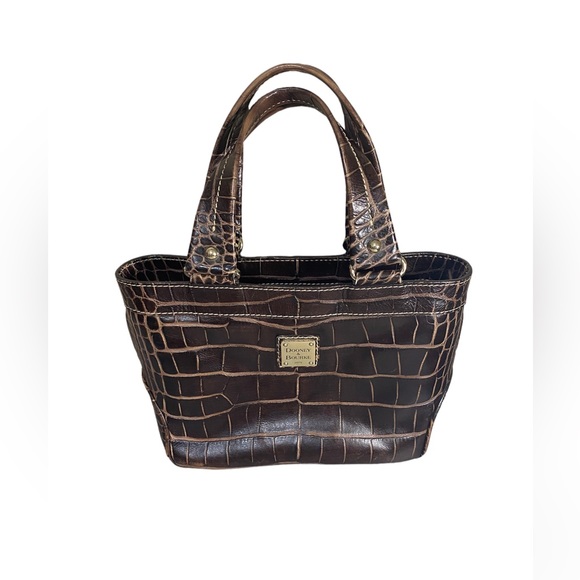 Dooney & Bourke Handbags - Dooney And Bourke Brown Reptile Print Leather Satchel Handbag